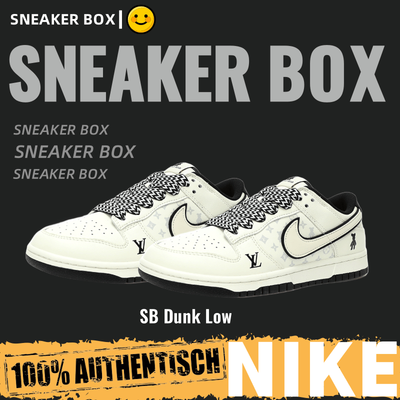(ส่งฟรี) Louis Vuitton x Nike SB Dunk Low"Beige/Black/LV Monogram" รองเท้าผ้าใบ รองเท้า nike SJ2068-239