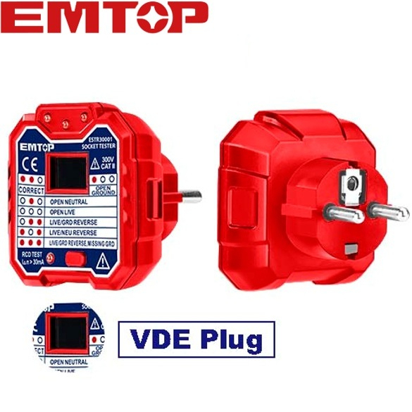 EMTOP เครื่องตรวจเช็คเต้ารับไฟฟ้า ( Socket tester ) รุ่น ESTR30001 ขอแท้