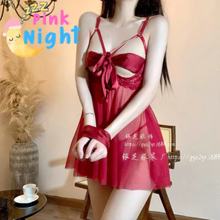 PINK NIGHT ชุดนอนซีทรู ชุดนอน sexy ชุดนอนแซ่บๆ 😻 ไซต์ M-XXL นน.40-80 kg. สายเดี่ยว เปิดไหล่เปิดหลัง PN-668
