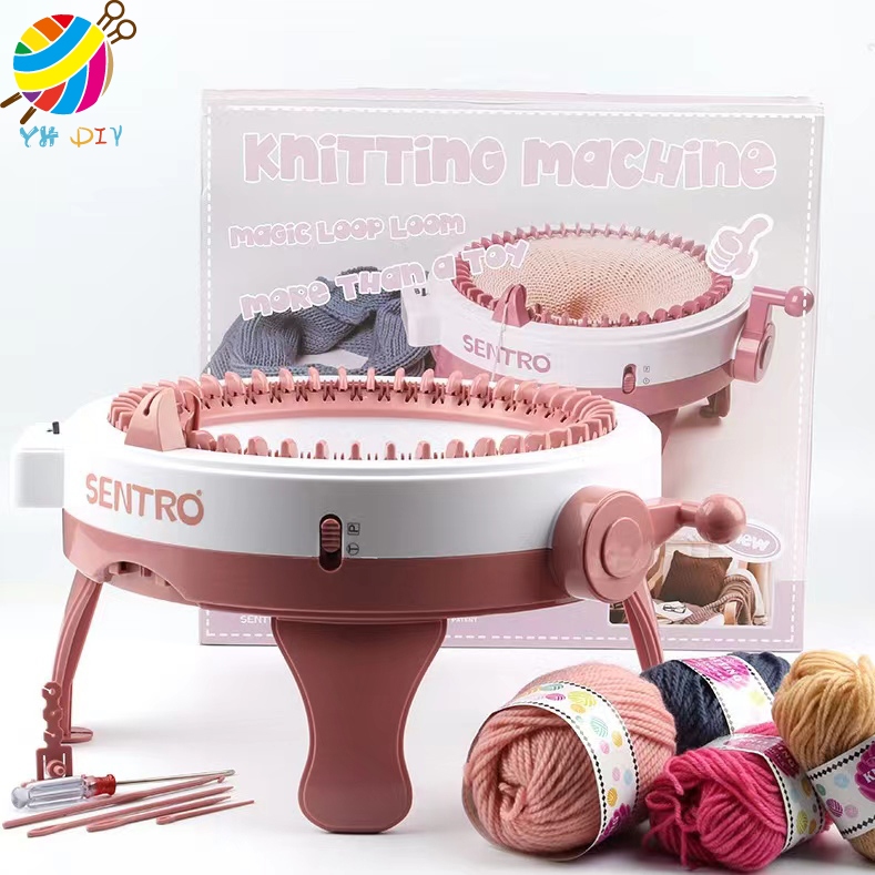 DIY เครื่องถัก 48 เข็มกระบอกดาว บล็อกถักไหมพรมหมุนชุดเครื่องทอถักคู่สำหรับผู้ใหญ่และเด็ก