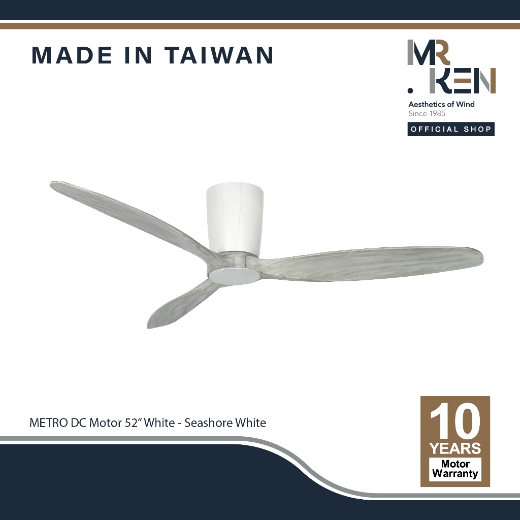 พัดลมเพดาน MR KEN รุ่น METRO DC Motor ขนาด 52″ พร้อมรีโมทคอนโทรล