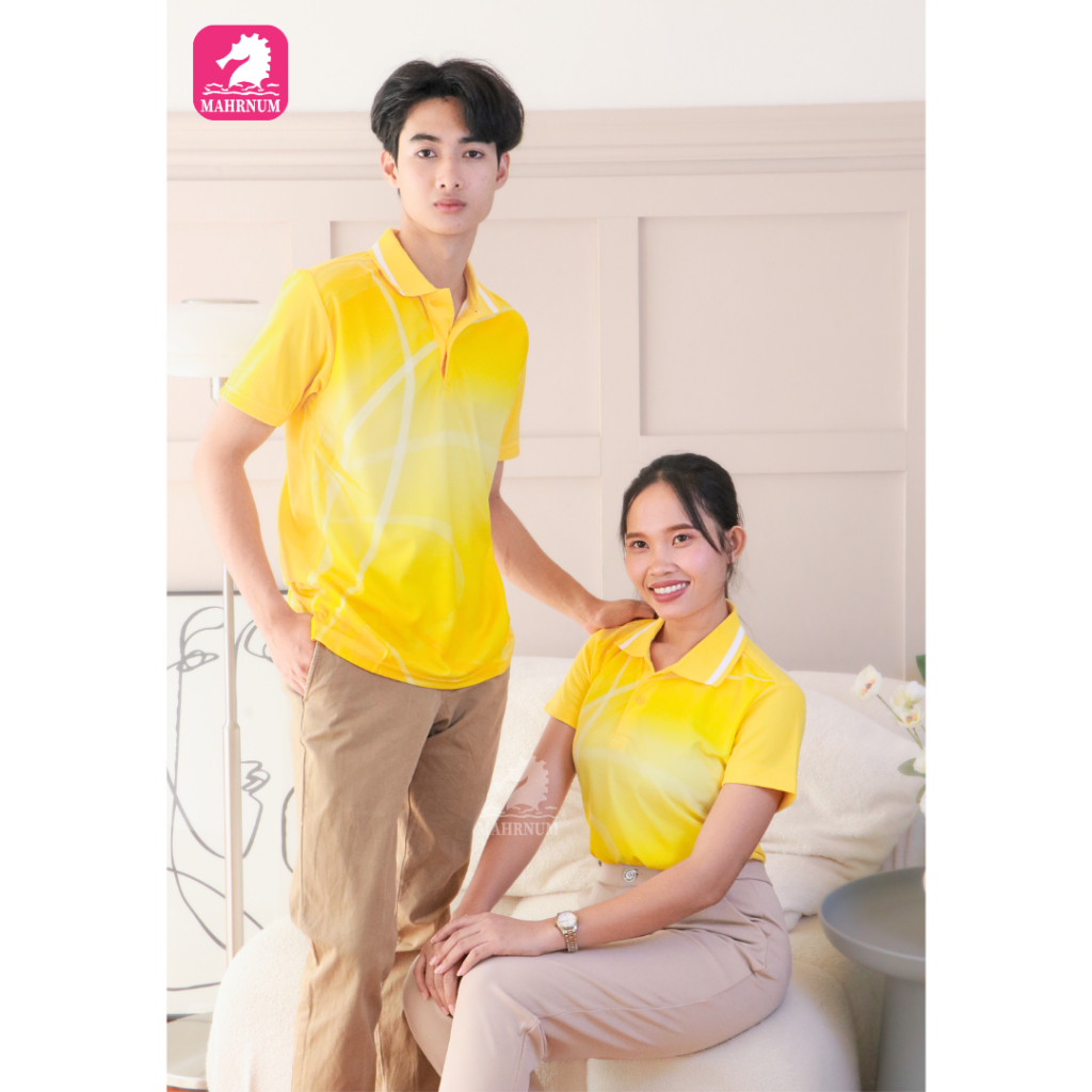 เสื้อโปโลพิมพ์ลาย(03เหลือง) (ตัวเปล่า) *เสื้อพิมพ์ลายเฉพาะด้านหน้า ด้านหลังไม่มี*