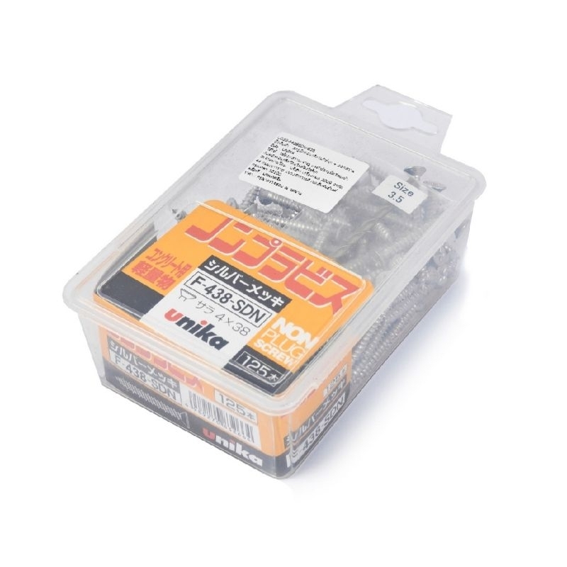 UNIKA F-438-SDN สกรูยึดคอนกรีตไม่ใช้พุก ขนาด 4 x 38 มม. หัวเตเปอร์ (F) เจาะได้ลึก 30 มม.