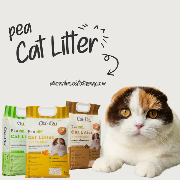 Chi-Chi ชิชิ ทรายแมวจากถั่วลันเตาคุณภาพ 100% Organic ขนาด 6 ลิตร (2.5kg)