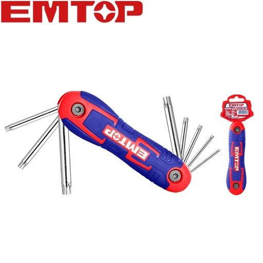 EMTOP ตลับกุญแจหกเหลี่ยม หัวท๊อกซ์ 8 ตัวชุด ขนาด T9 - T40 รุ่น EHKY4083 ( Torx Key Wrench ) กุญแจหกเหลี่ยมงานคุณภาพสูง*