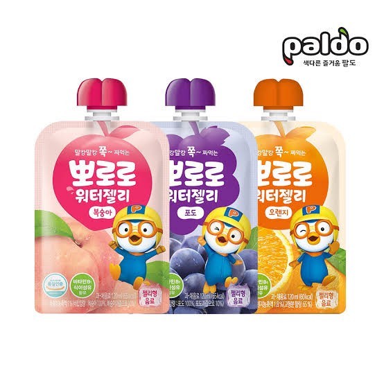 Paldo Pororo Water Jelly 120ml โปโรโระ เจลลี่วิตามินเกาหลีสำหรับเด็ก ขนมเยลลี่ ขนมเด็ก เยลลี่น้ำผลไม