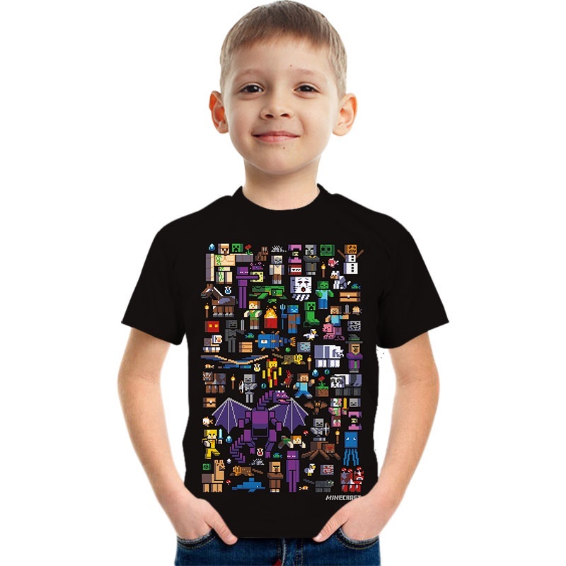 Children's 3D Printed T-shirt Minecraft Sandbox Game Boys Fashion Pullover Tops Kids Daily Casual Pa