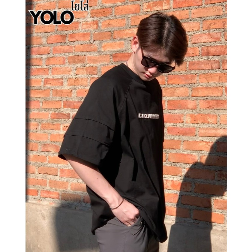 YOLO เสื้อยืด OVERSIZE เสื้อยืดโอเวอร์ไซส์ เสื้อคอตตอน คอกลม แนวสปอร์ต 2287 - รูปที่ 2