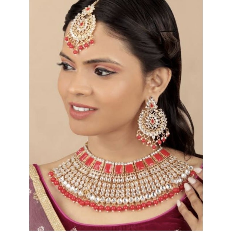 สร้อยคอคริสตัลดีไซน์สวยมากจากอินเดีย สวมกับชุดส่าหรี เลเฮนกา และชุดไทยcrystal necklaces very beautiful design from india