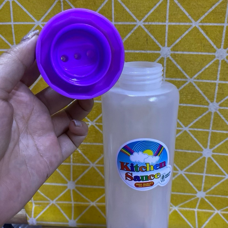 (1 โหล) ขวดซอส 3รู ใหญ่ (750ml.) มีฝาปิด พลาสติกคุณภาพดี