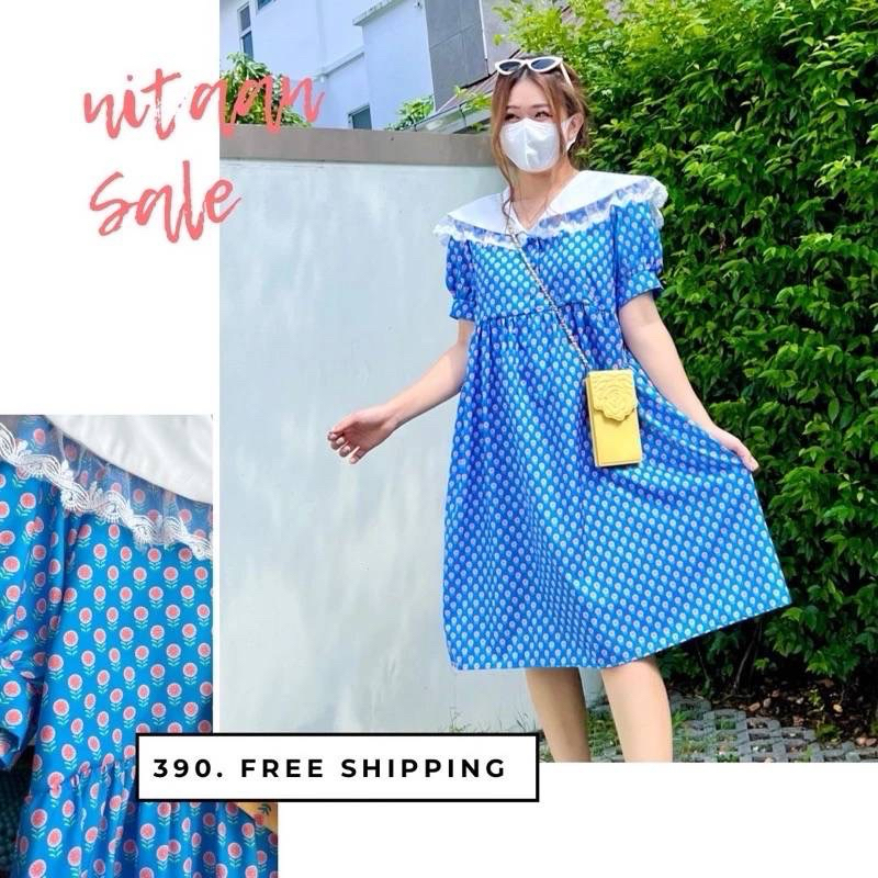 เดรสยาวปกระบายลูกไม้ แบรนด์ Nitaan by korea