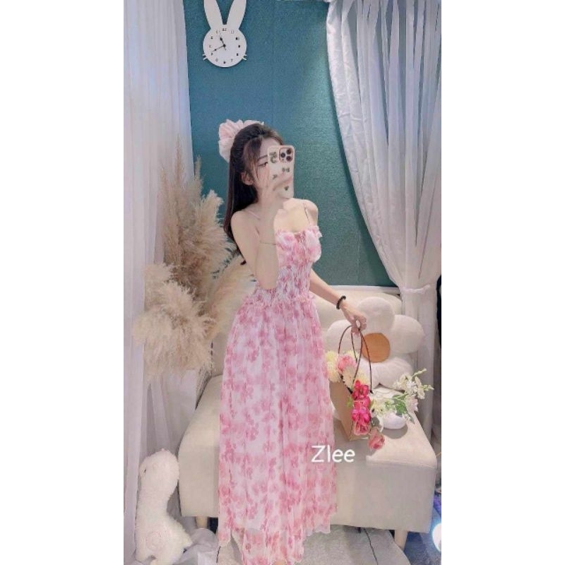 ชุดผ้าชีฟองสายเดี่ยวหรือคล้องคอลายดอกไม้