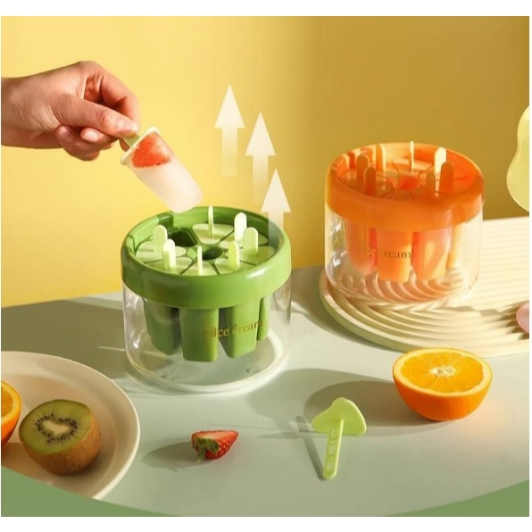 พิมพ์ไอศครีม DIY 8 แท่ง แม่พิมพ์ทำน้ำแข็ง ทนทาน ที่ทำไอติมแบบ พร้อมแท่ง สําหรับทําไอศกรีม น้ําผลไม้ ไอศกรีม
