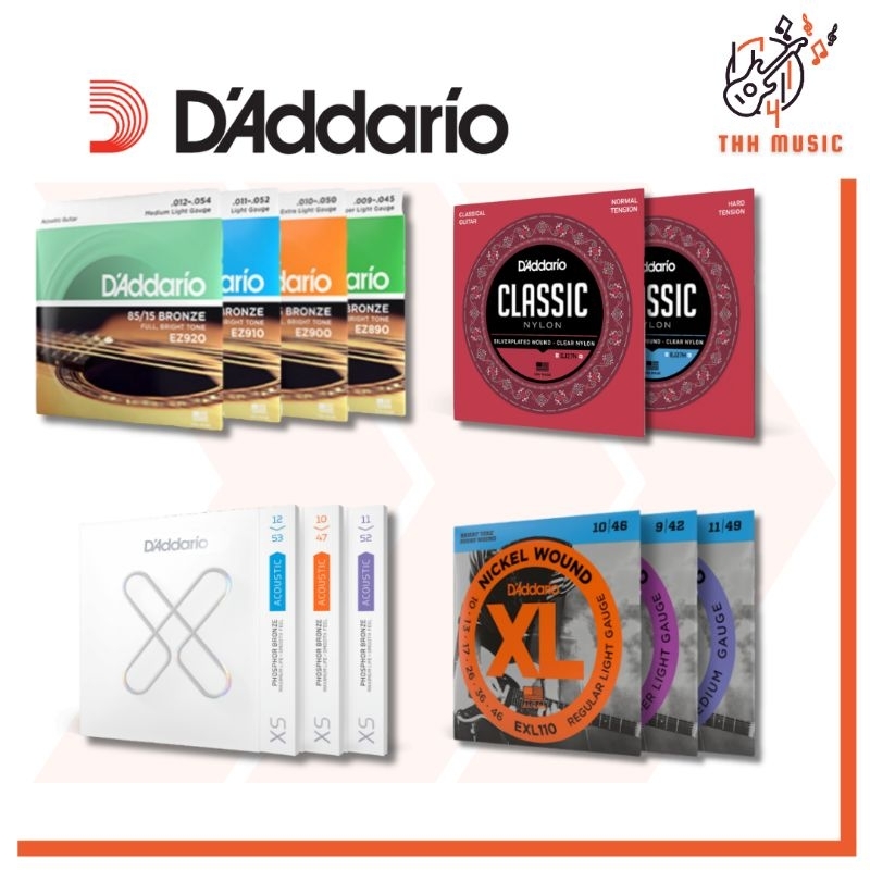 (ของแท้ 100%)​ สายกีตาร์โปร่ง ไฟฟ้า คลาสสิค Daddario