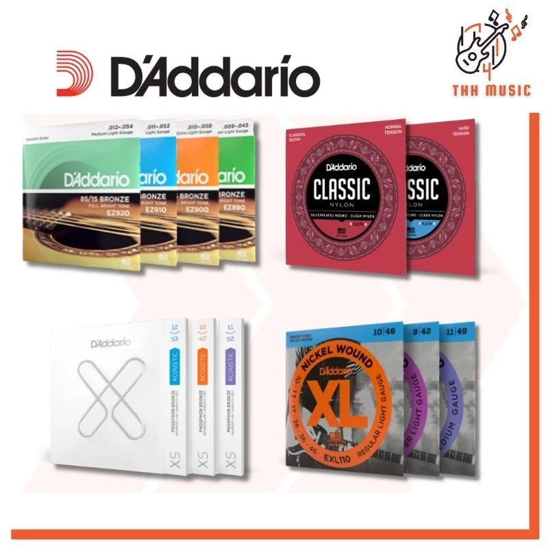 (ของแท้ 100%)​ สายกีตาร์โปร่ง ไฟฟ้า คลาสสิค Daddario