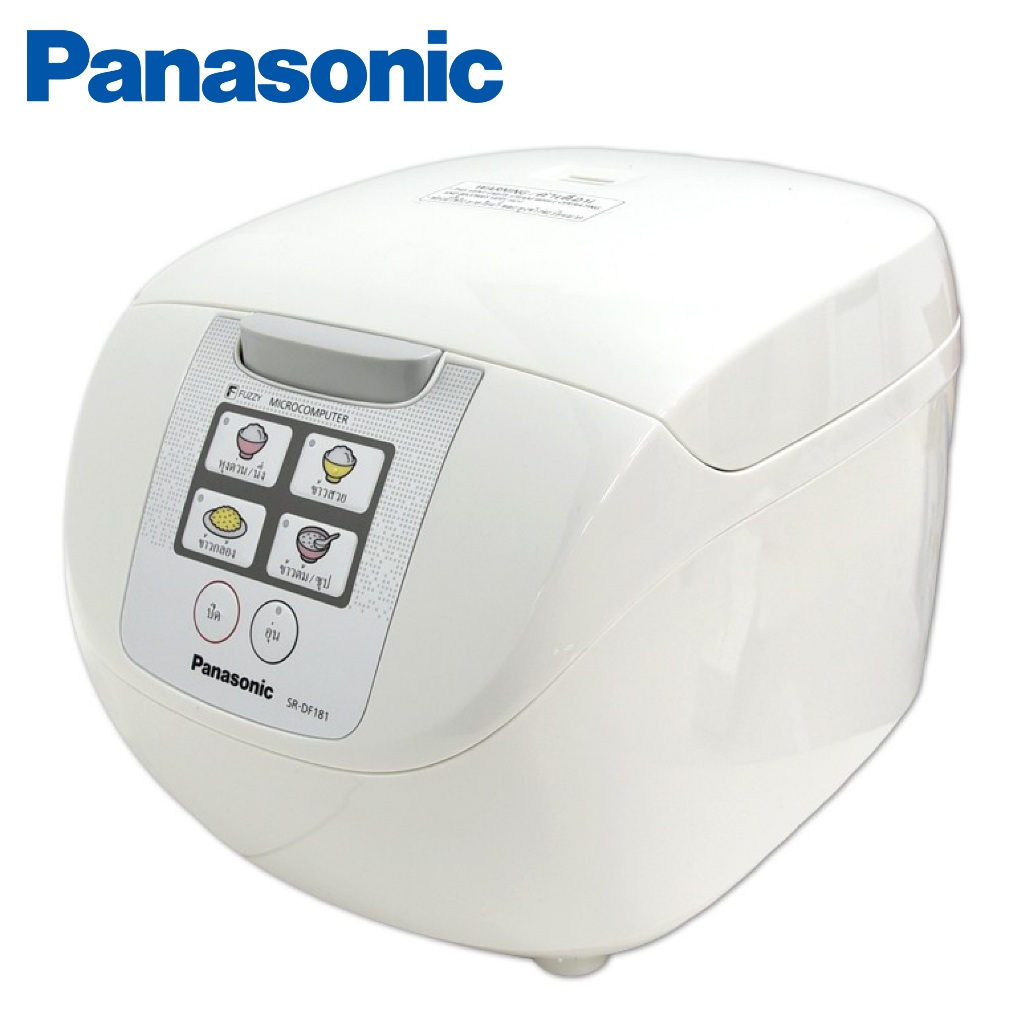 Panasonic หม้อหุงข้าวคอมพิวเตอร์ 1.8 ลิตร สีขาว รุ่น SR-DF181 เคลือบเทฟลอน กำลังไฟ 750w หม้อหุงข้าวด