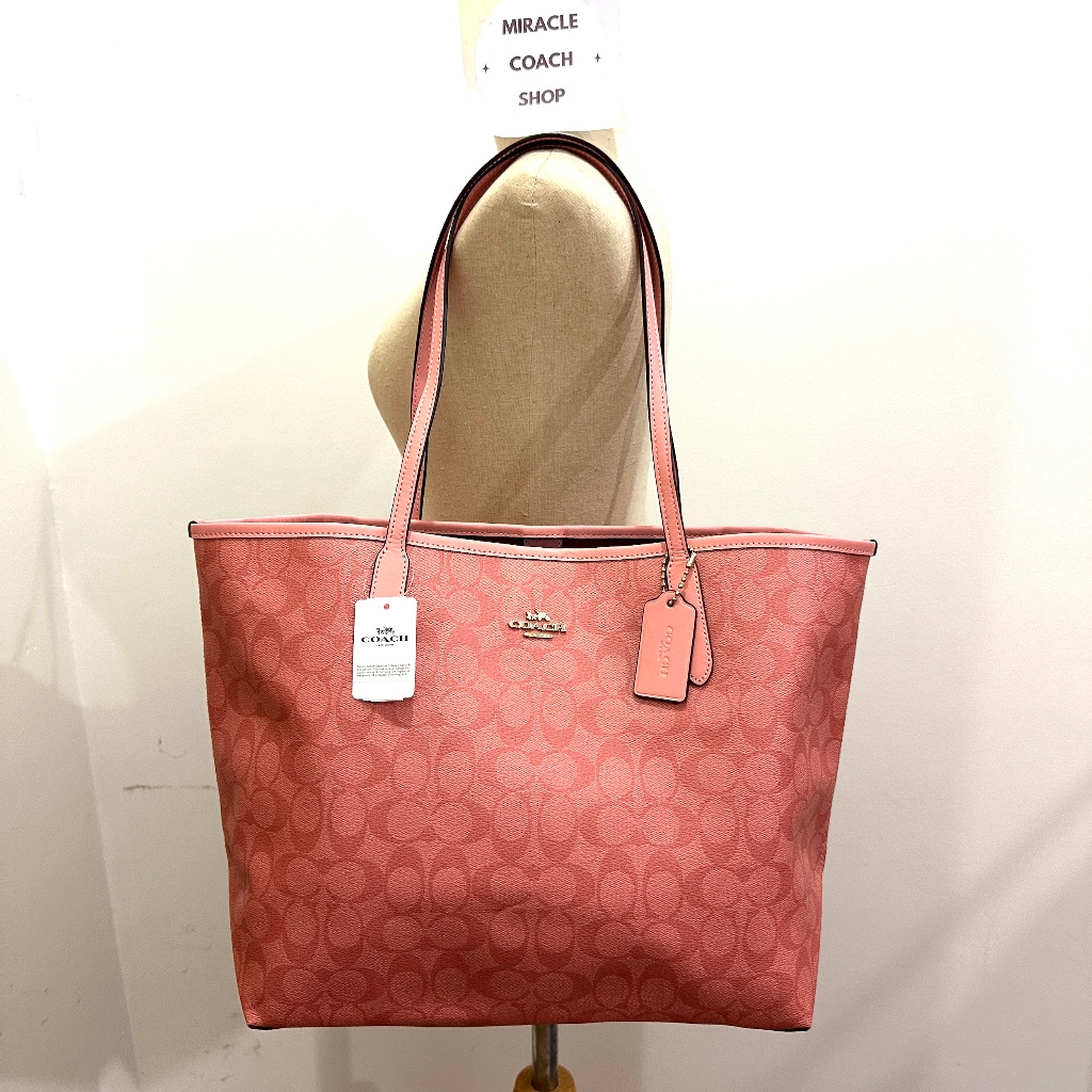 กระเป๋าสะพาย COACH แท้ รุ่นใหม่ สวยมาก ใบใหญ่ มีช่องซิปด้านใน COACH 5696 CITY TOTE IN SIGNATURE CANV