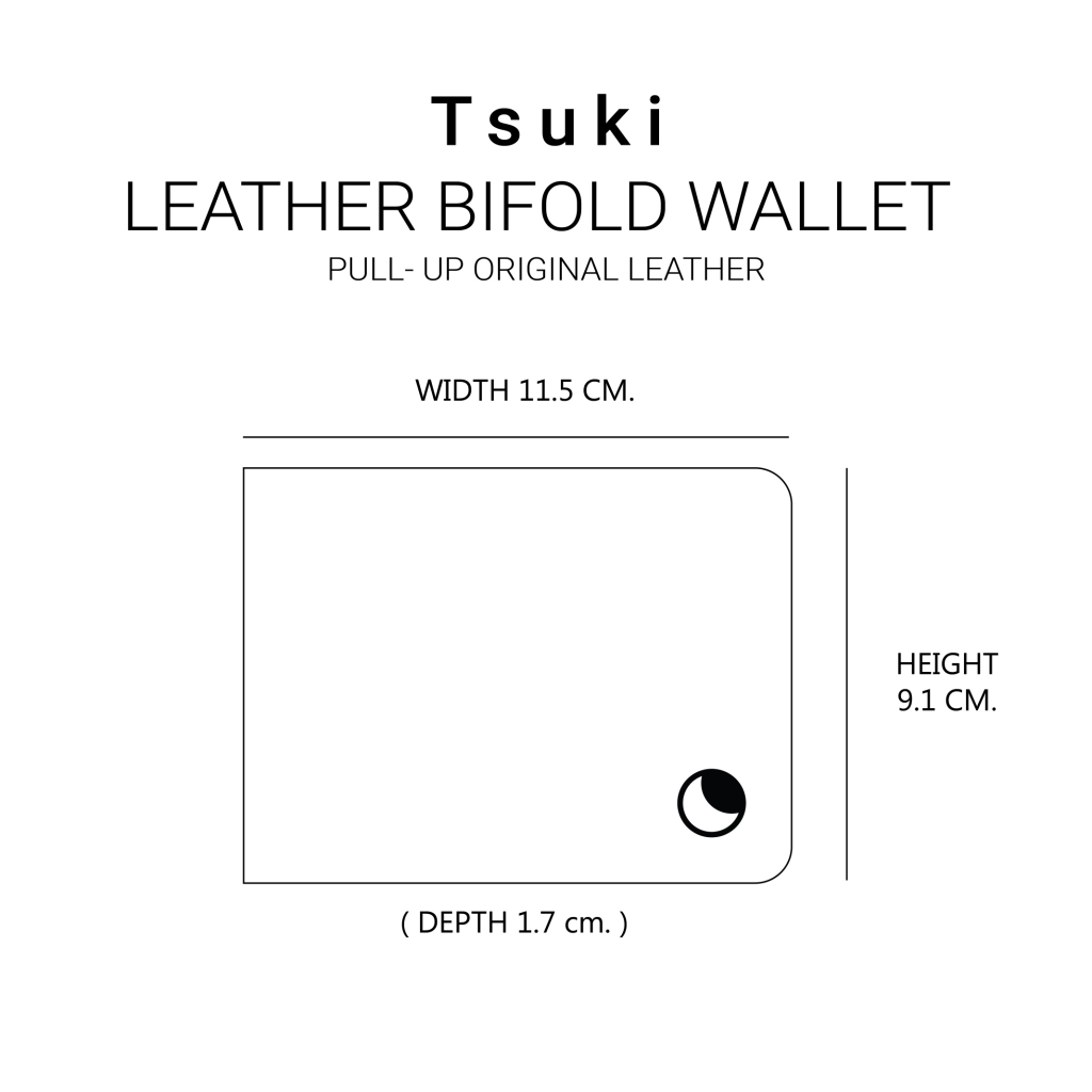 TSUKI Bi-fold Wallet กระเป๋าสตางค์ใบสั้น งานแฮนด์เมด หนังแท้