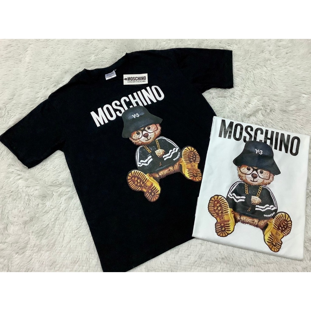 เสื้อยืด แขนสั้น คอกลม MCNหมีใส่หมวก งานคอป้าย ผ้าcotton100% สกรีนแน่นๆ ไม่ลอก