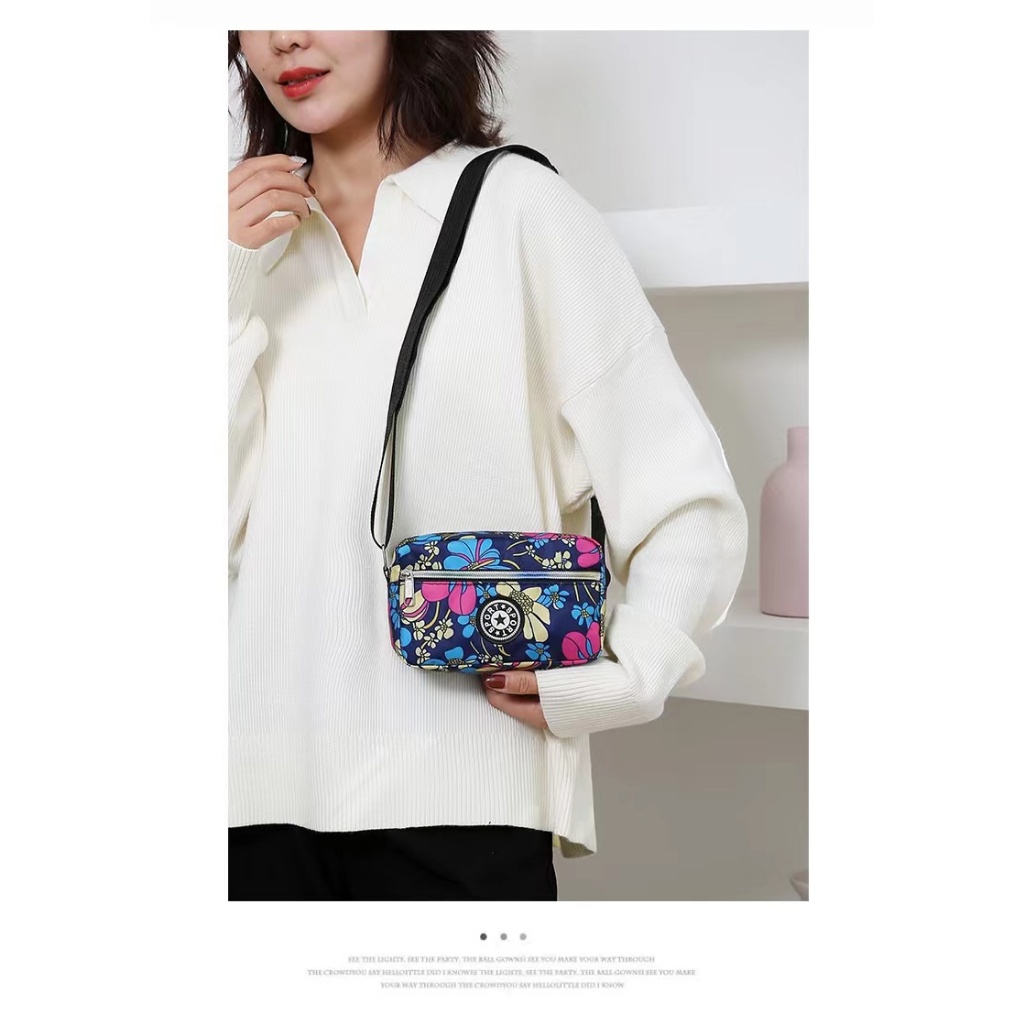 กระเป๋าสะพายข้าง ใส่โทรศัพท์ได้ มีลายดอกไม้ สวยๆ 2ซิป ยาว18*11*6 - รูปที่ 5