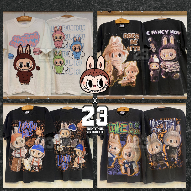 [ 23 X LABUBU ] ป้าย Bootleg แท้ เสื้อวินเทจ POPMART ARTTOY POP ART macaroon / latte / VANS / Time t