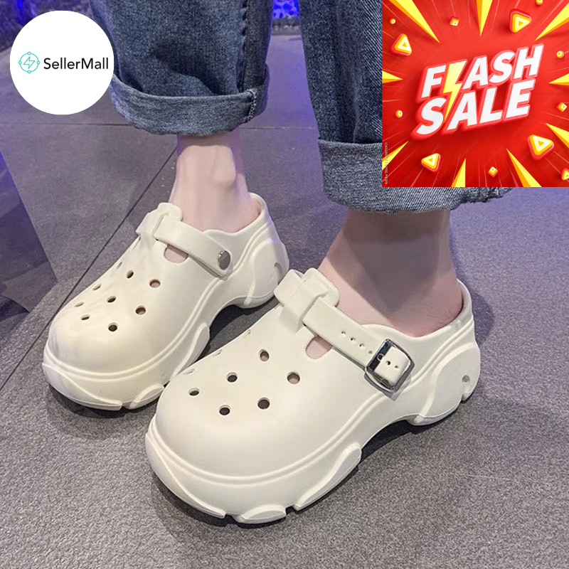 [ แถม จิบิทฟรีทุกคู่ } รองเท้าแตะหัวโต เสริมส้น 8.5 CM น้ำหนักเบา ใส่สบาย ระบายอากาศได้ดี พร้อมส่งจากไทย