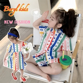 Beryl kids🌸ชุดเซ็ทเด็ก แฟชั่น🎀สไตล์ใหม่สำหรับเด็กชายและเด็กหญิง กระโปรงน่ารัก เสื้อฮาวาย กางเกงชายหาด ใส่สบาย ฤดูร้อน