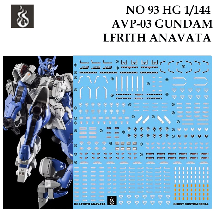 ดีคอลน้ำ [Ghost] HG 93 s AVP-03 LFRITH ANAVATA GUNDAM HG 1/144 WATER SLIDE DECAL FLUORESCENT MODEL K