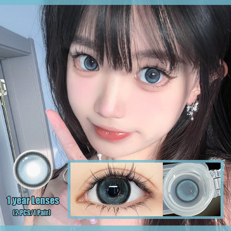 MILL CREEK คอนแทคเลนส์ Swan Lake Blue 14.5 มม. คอนแทคเลนส์ตาโตน่ารักสำหรับนักเรียน