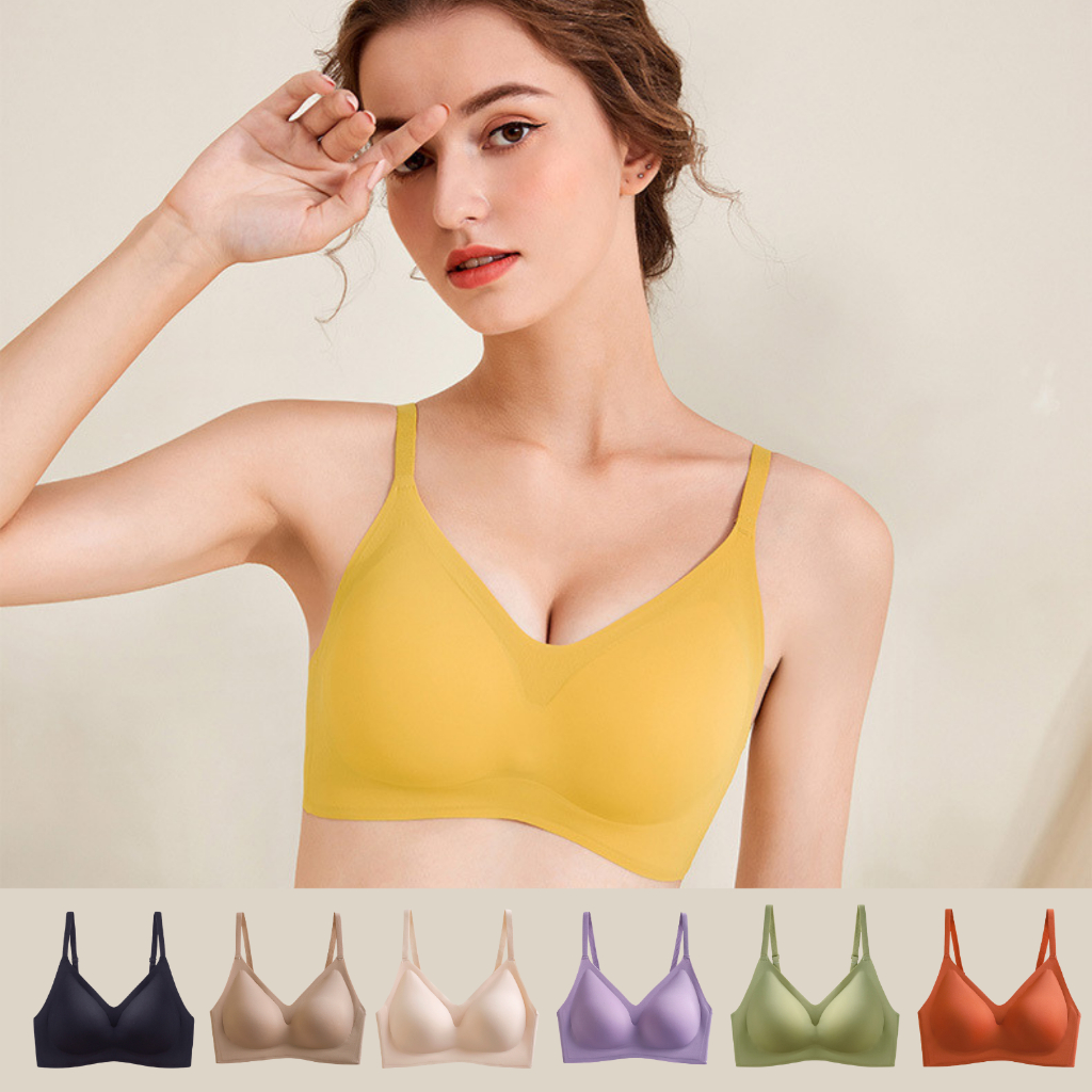 เสื้อชั้นในสตรี ไร้ขอบไร้โครง เนื้อผ้านุ่ม B-117 สวมใส่สบาย เสริมฟองน้ำหนา 1.5 ซม ฟองน้ำถอดได้