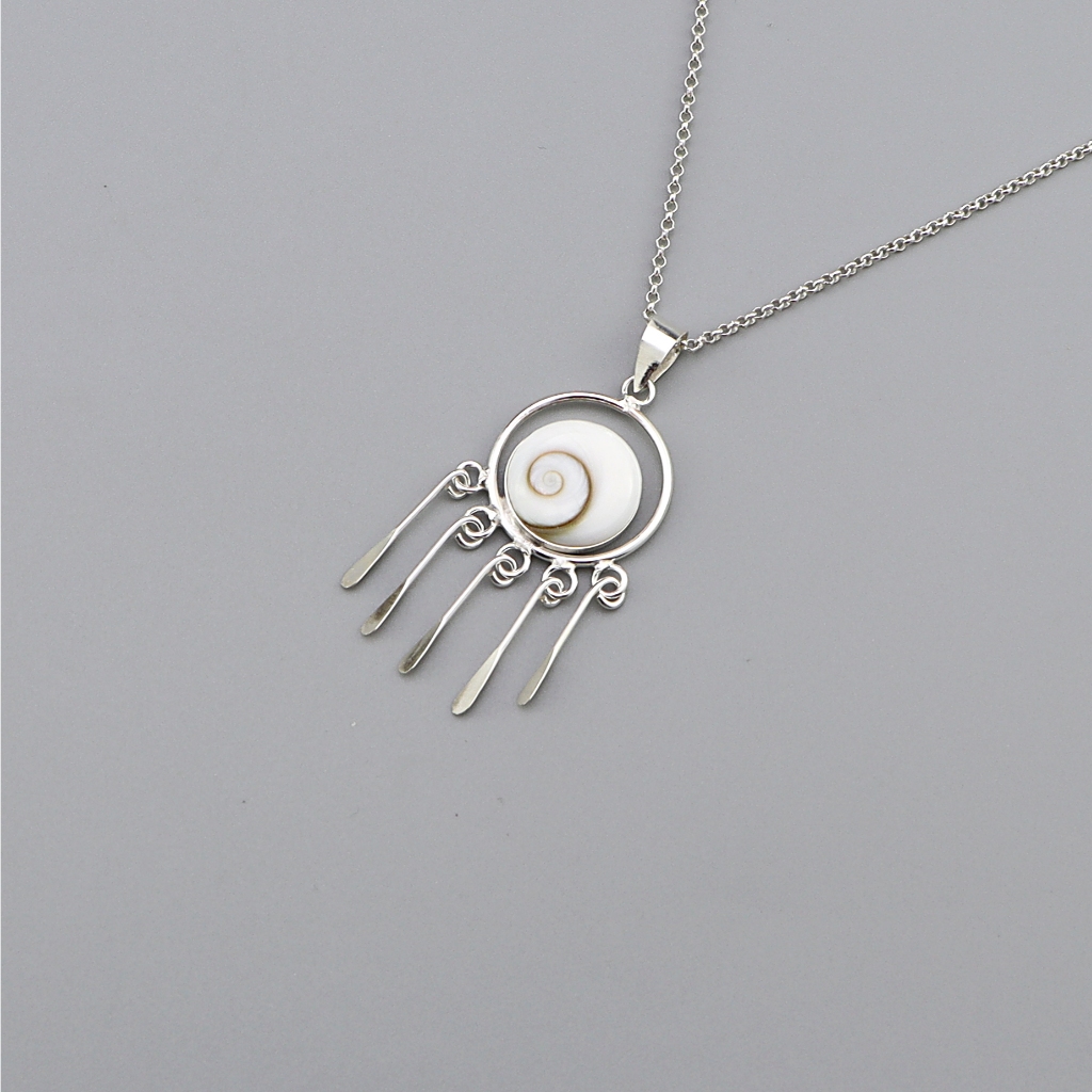 [พร้อมส่ง] (Pendant/เฉพาะจี้):925 sterling silver pendant, Shiva's eye, hanging circle.จี้เงินแท้ 92