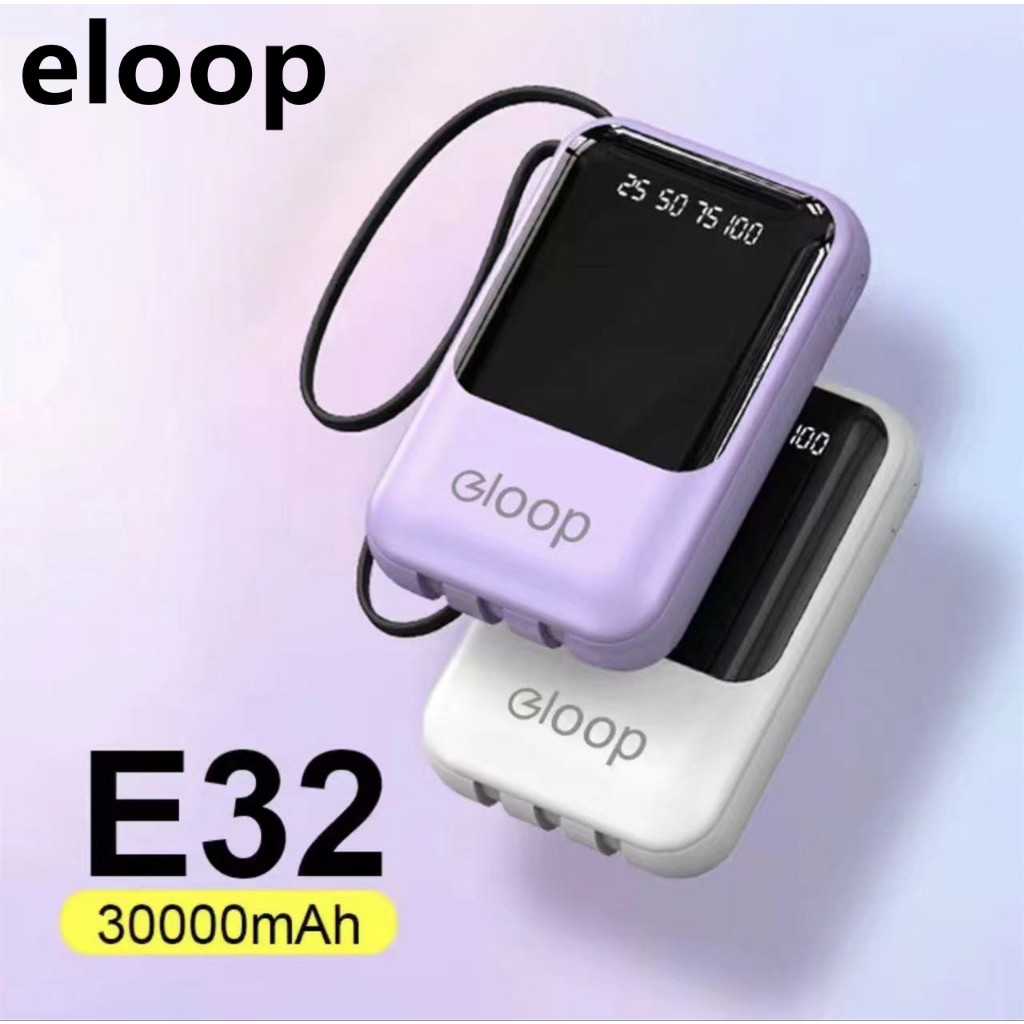 eloop E32 30000mAh  แบบพกพาพาวเวอร์แบงค์ชาร์จเร็วสำหรับ Android, Type-C, A และอินเทอร์เฟซอื่น ๆ power bank