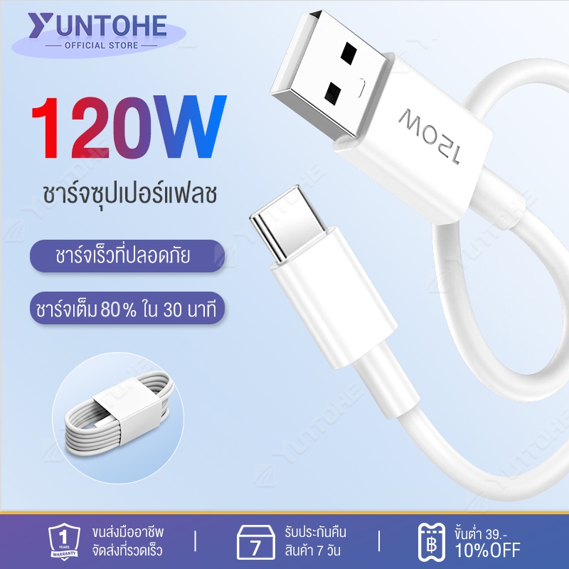 สายชาร์จเร็ว 120W USB Type C 1ม./ 2 ม. ชาร์จเร็ว สําหรับ Android