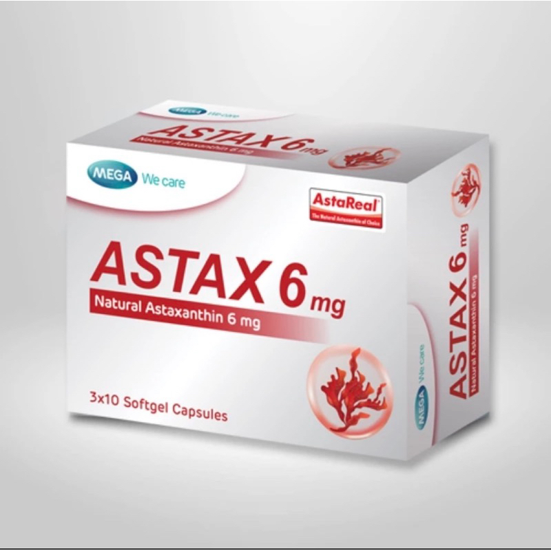 Astax 6 mg. Astaxanthin 6 mg. สำหรับลดริ้วรอย แบ่งขายถูกที่สุด 6 เม็ด