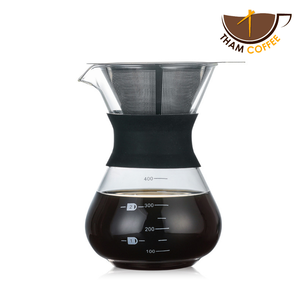 ถ้วยดริปกาแฟ กรวยดริปกาแฟ ผลิตจากแก้ว ทนความร้อนสูง High-Borosilicate Glass with filter Tham coffee