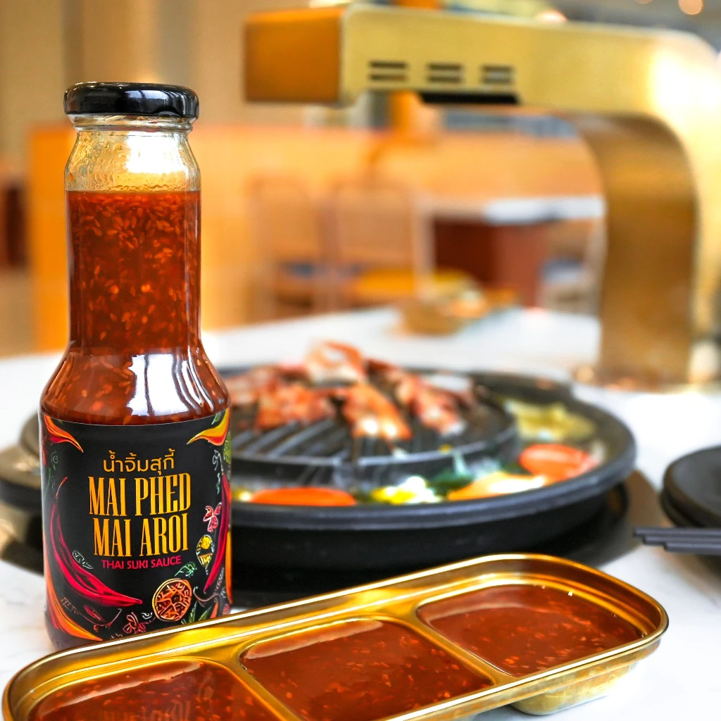SUKI & BBQ Sauce 380g น้ำจิ้มสุกี้อร่อยมากเผ็ด รสชาติเป็นเอกลักษณ์ แบรนด์ "Mai Phed Mai Aroi"