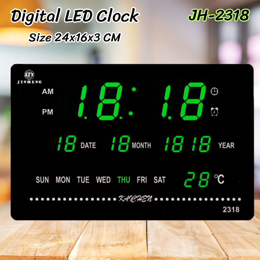 นาฬิกาJH2318 นาฬิกาแอลอีดีดิจิตอลตั้งโต๊ะและติดผนังได้ ปลุกได้4ครั้ง สินค้าพร้อมส่ง