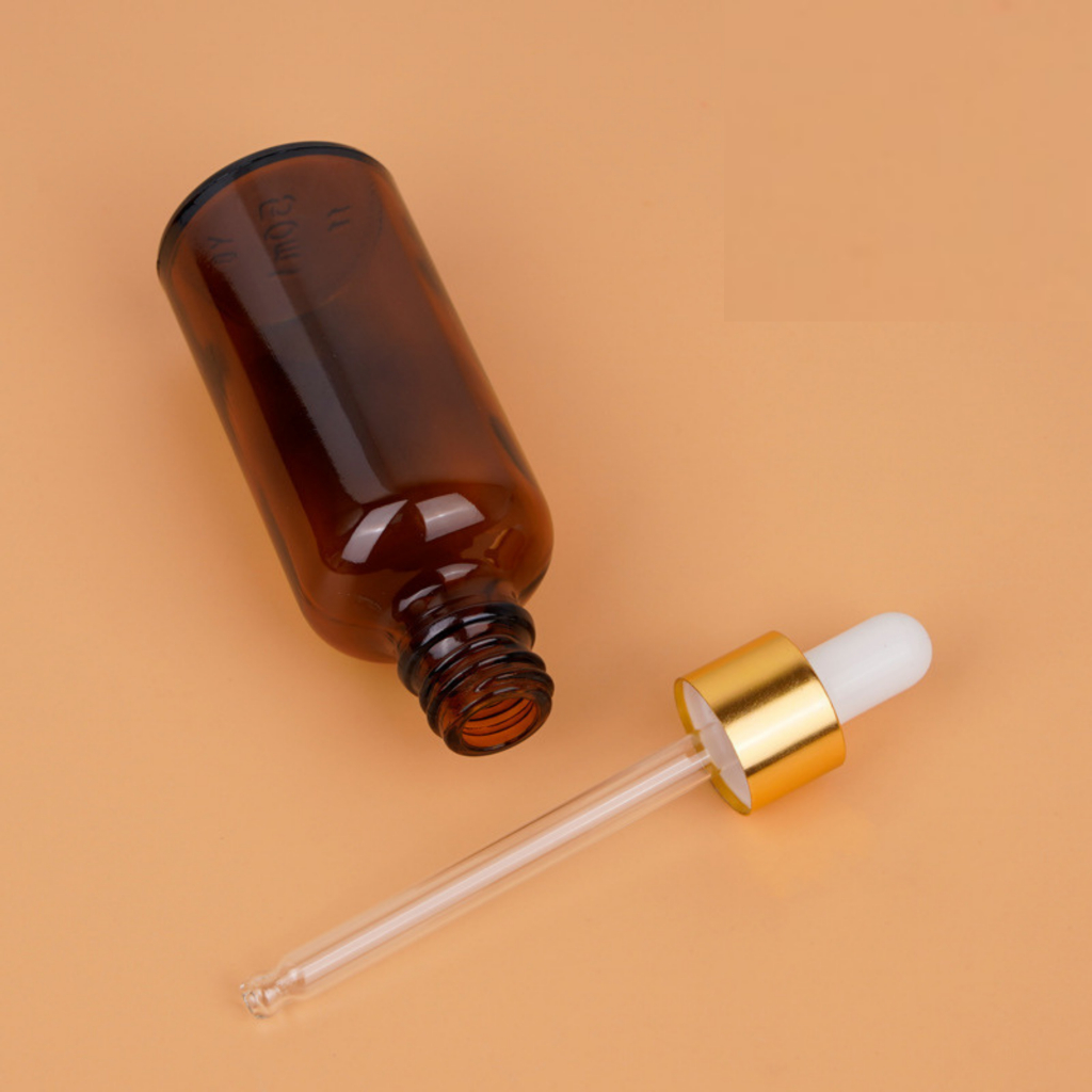 ขวดดรอปเปอร์ สีชา ขวดแก้วหัวบีบหยด dropper ขวดหยดสีชา เซรั่ม น้ำมันหอมระเหย glass dropper bottles
