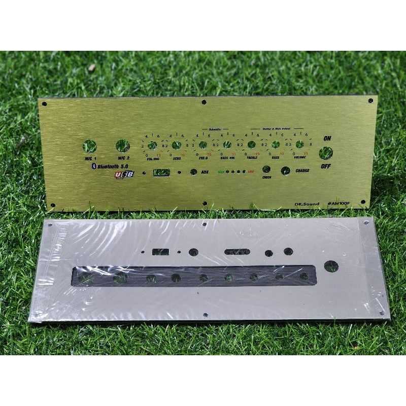 เพลท ZK-AM100F วัดโวลล์ LED วัสดุแผ่นอลูมิเนียม ขนาดแผ่น 10cmx28cm diy เพลท AM 100F สีทอง วัดแบต led