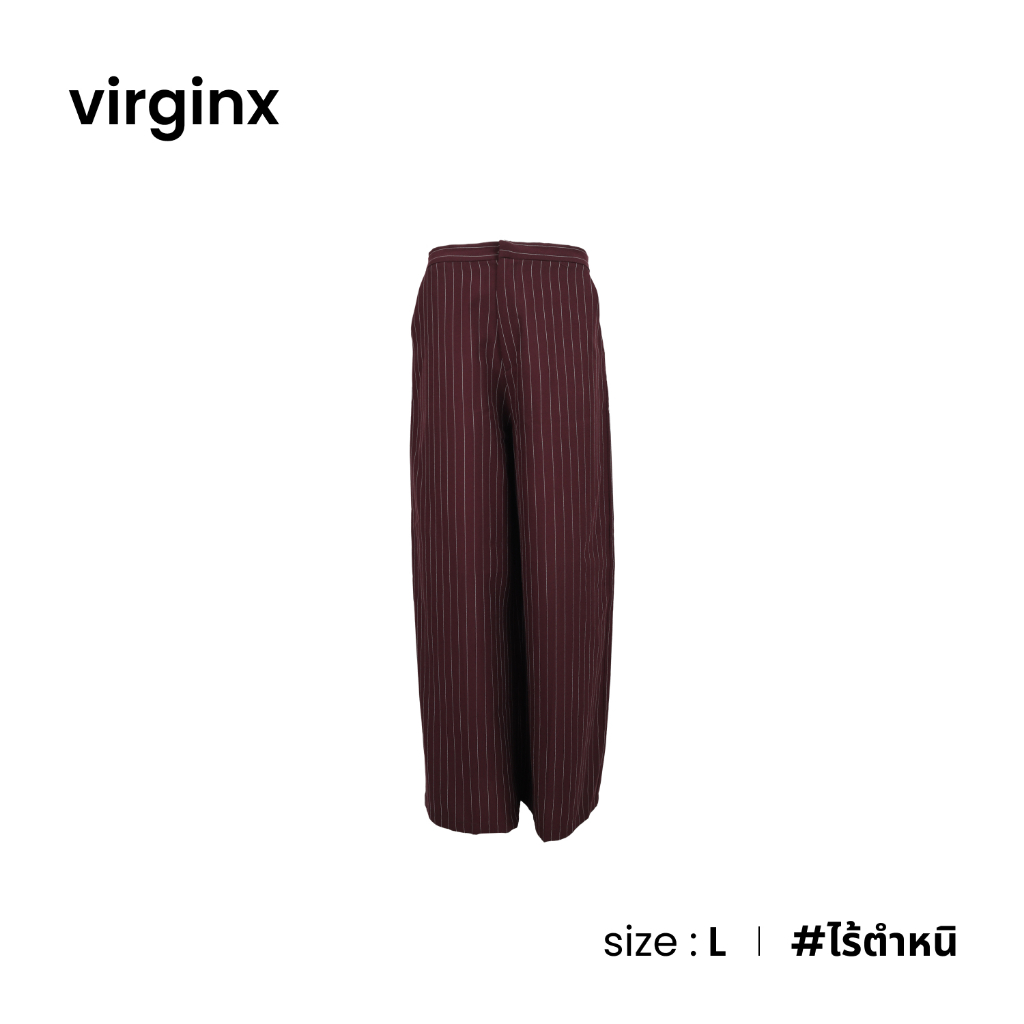 virginx-กางเกงขายาวทรงกระบอกลายริ้ว-สีแดง A035-12