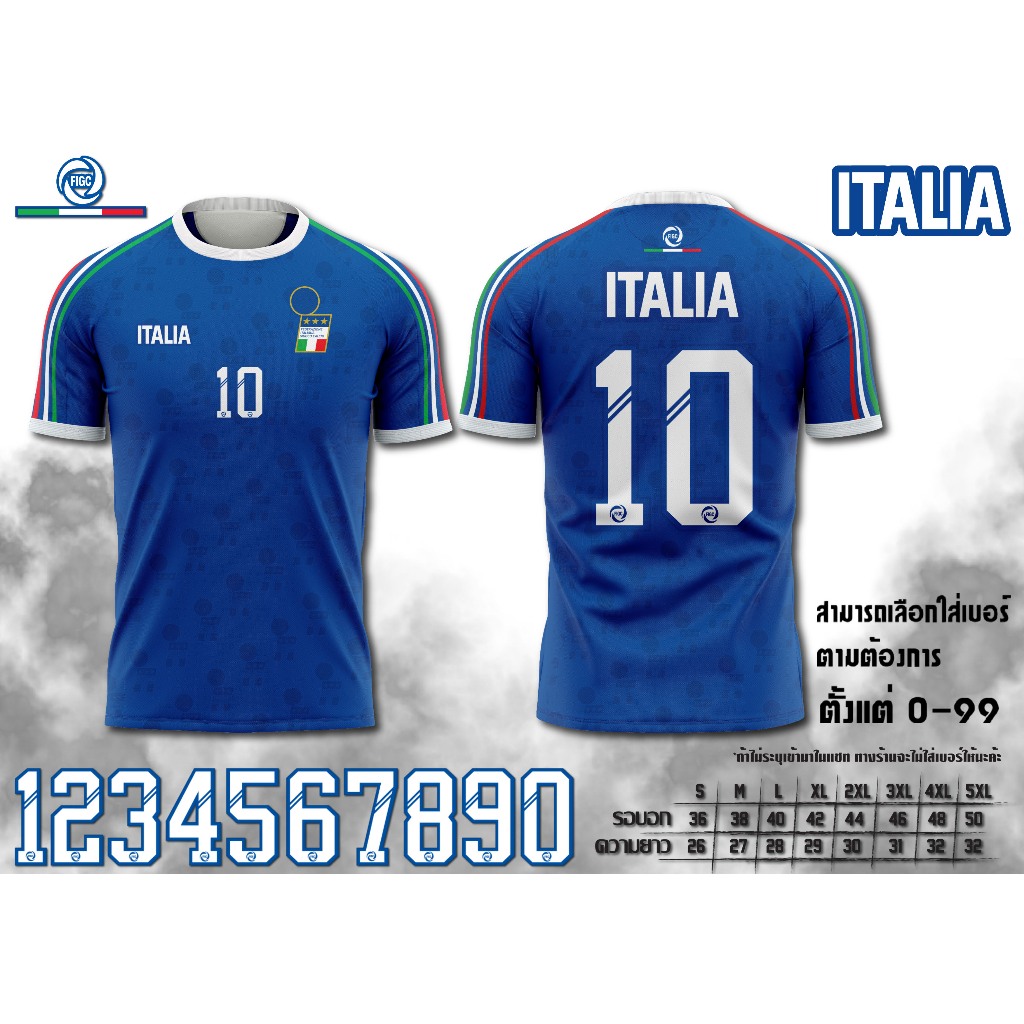 เสื้อกีฬาพิมพ์ลาย ทีมชาติ อิตาลี ย้อนยุค สีน้ำเงิน แฟชั่น ยอดฮิต ITALY