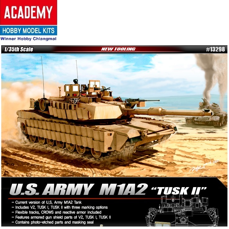โมเดลรถถัง  Academy 13298 U.S. Army M1A2 TUSK II scale 1/35