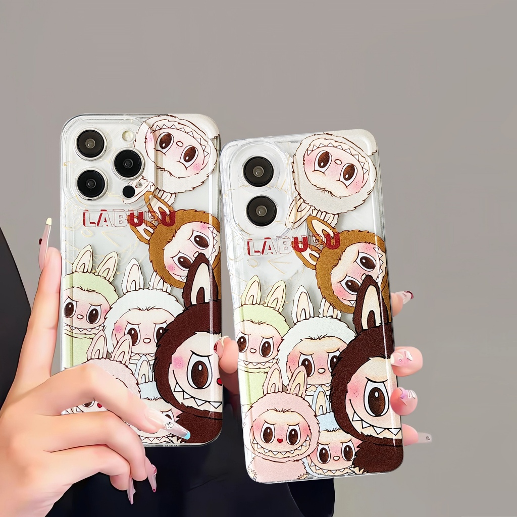 case เคสใสลายลาบูบู้ caseLabubu สำหรับ Samsung for iPhone VIVO OPPO A38 A78 A77S A54 A58 RENO11 Y12 Y20 Y21 Y17S A05S