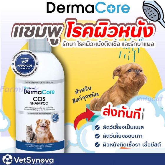 แชมพูรักษาโรคผิวหนัง DermaCore COS Shampoo สัตว์เลี้ยง ติดเชื้อรา  แบคทีเรีย ยีสต์ Multi-property