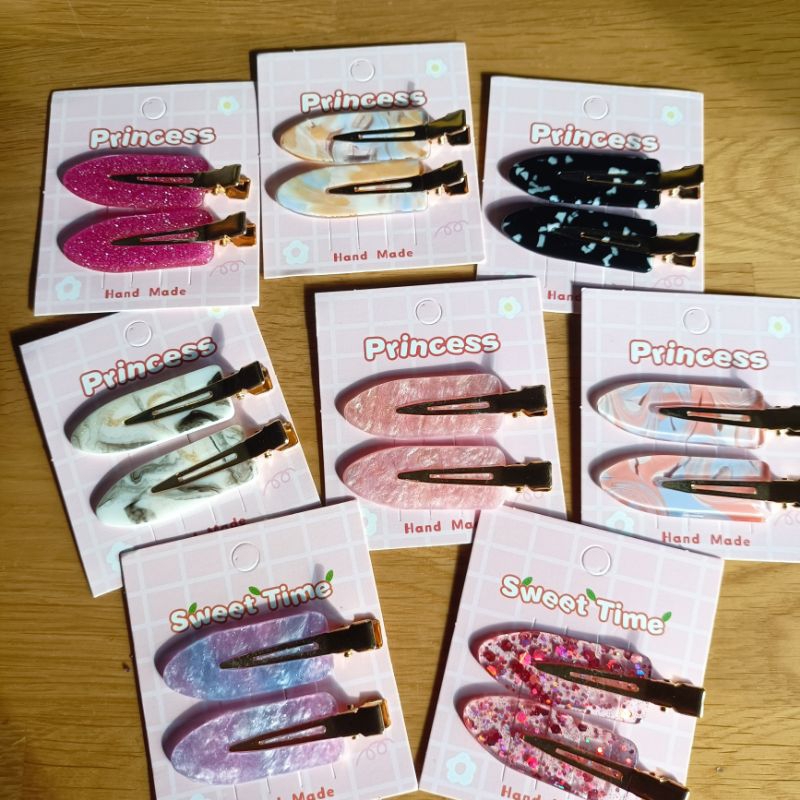 🔥New.กิ๊บติดผม ติดผมหน้าม้า ทรงเตารีด สีใหม่50+สี ราคาต่อ 1คู่