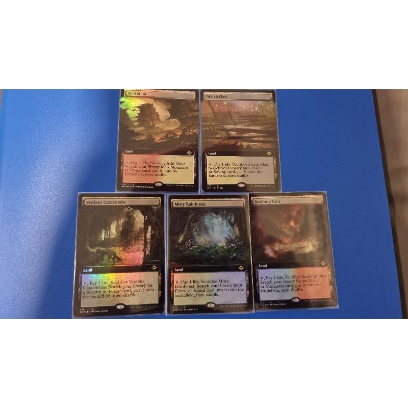 Set Fetch Land Extend Art Foil 5ใบ ชุด Modern Horizon 2 การ์ด Magic the Gathering ของแท้ Scalding Ta