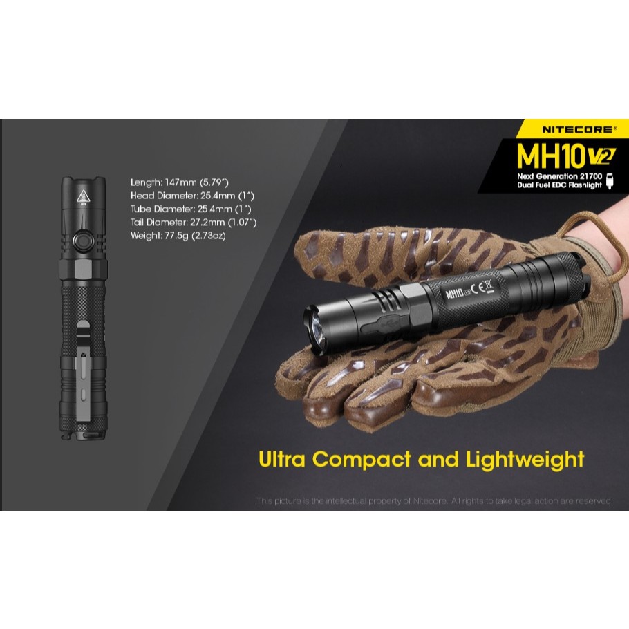 ไฟฉาย Nitecore MH10 V2 แถมถ่านและซอง