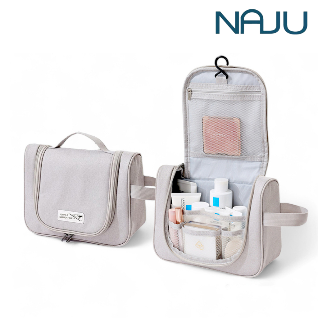 Naju กระเป๋าแขวนอาบน้ำ กระเป๋าจัดระเบียบ กระเป๋าใส่อุปกรณ์อาบน้ำ Toiletry Bag สำหรับใส่ของใช้ พกพาเดินทาง ขนาด 8x24x18cm