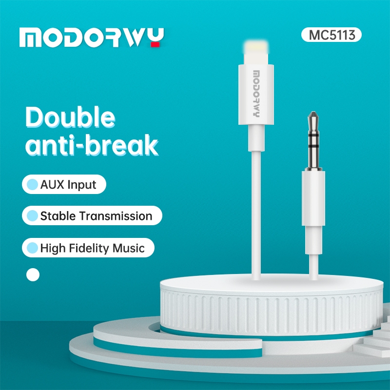 MODORWY สายสัญญาณเสียง Audio Adapter อะแดปเตอร์ IOS to 3.5mm สายเครื่องเสียงรถยนต์ อะแดปเตอร์เสียงหูฟัง สำหรับ