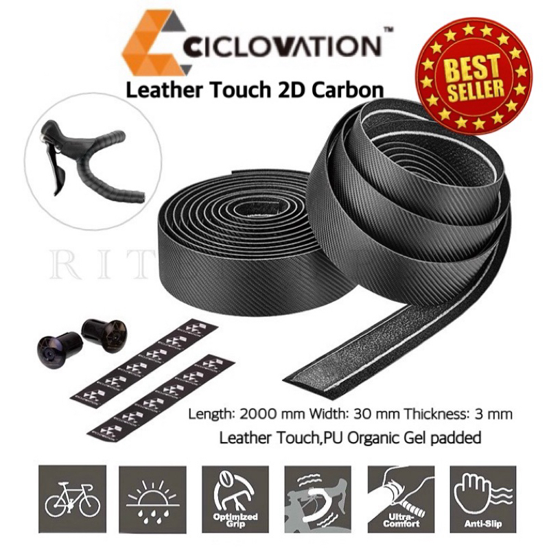 New2026 ผ้าพันแฮนด์เสือหมอบ Ciclovation  Leather Touch - 2D Carbon  กระชับมือ ไม่ลื่น ผลิตจากประเทศไต้หวัน